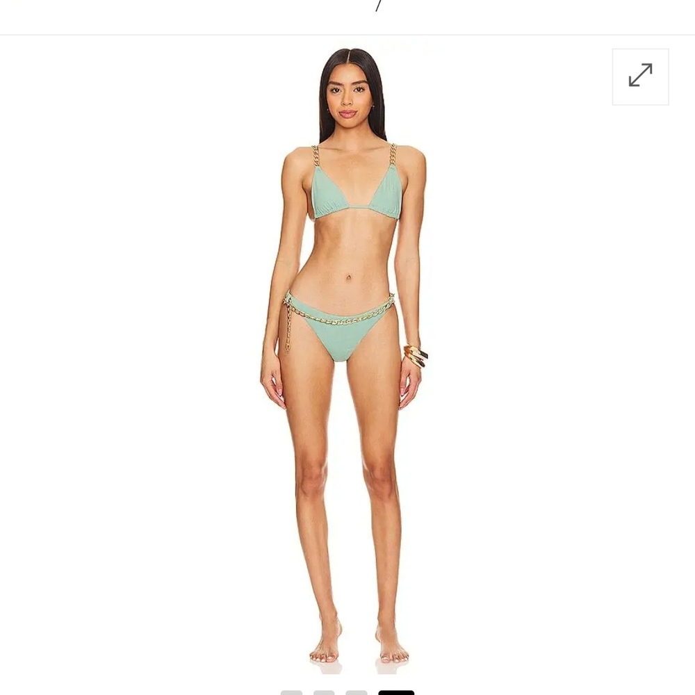 Green Bikini Bottom with Gold Chain